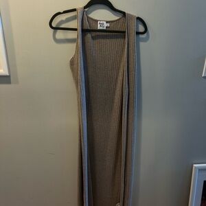 Pink Rose Long Knit cardigan - Taupe